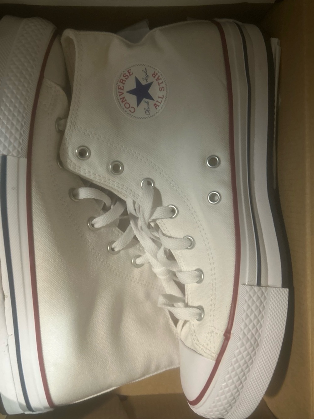 Converse White platform  High Top Sneakers size 7 youth girls (8.5 women)